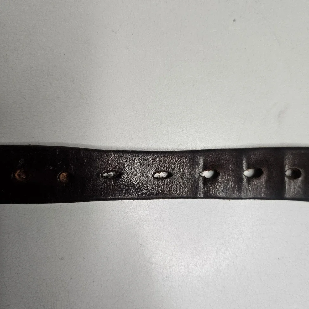 Trafalgar Mens Brown Leather Belt Buffalo Nickel Southwestern‎ Woven Inlay 42